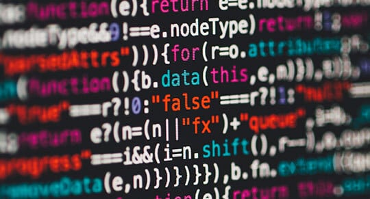 close up view of a programming code displayed in different colors