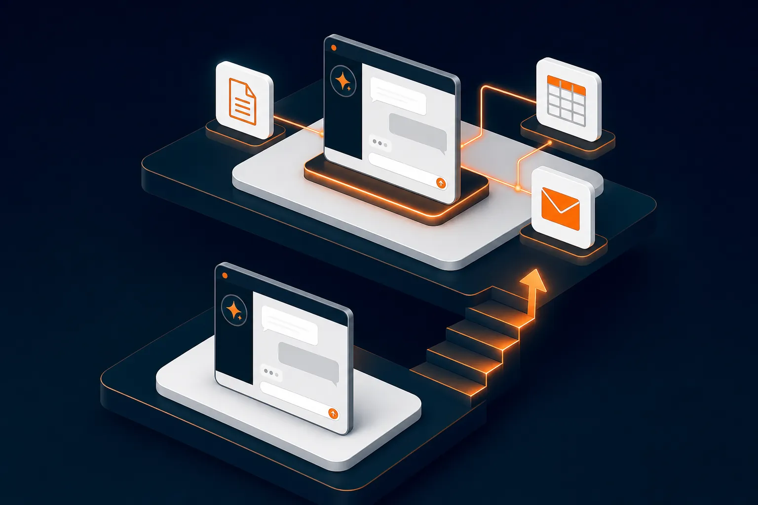 Two tiers of AI assistant capability showing Copilot Chat and Microsoft 365 Copilot