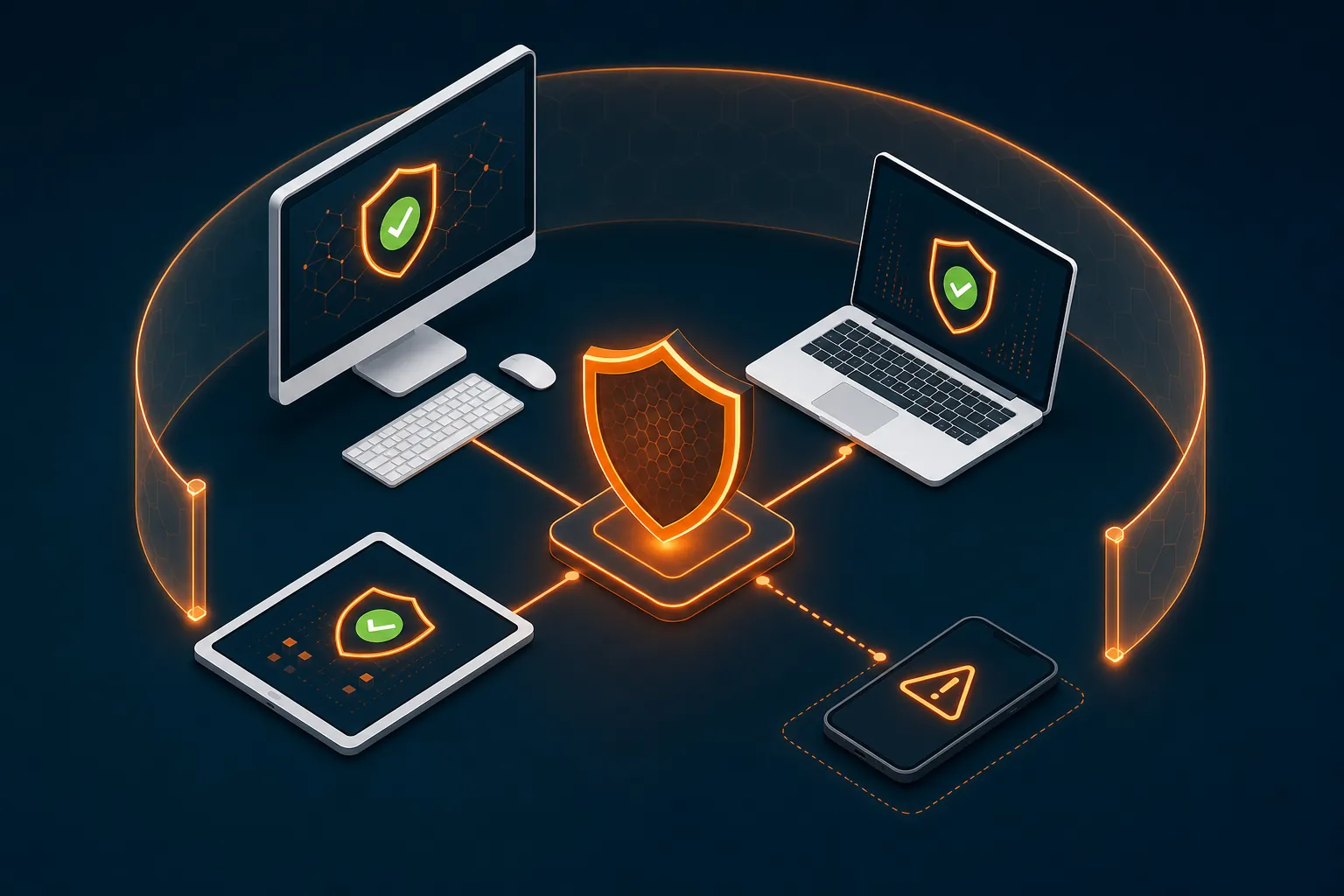 Securing multiple devices with a central security shield