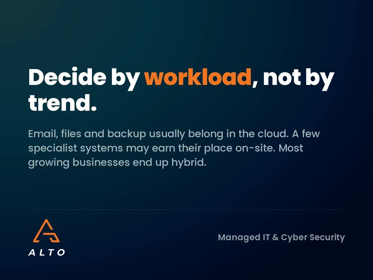 Decide by workload, not by trend: most growing businesses end up hybrid