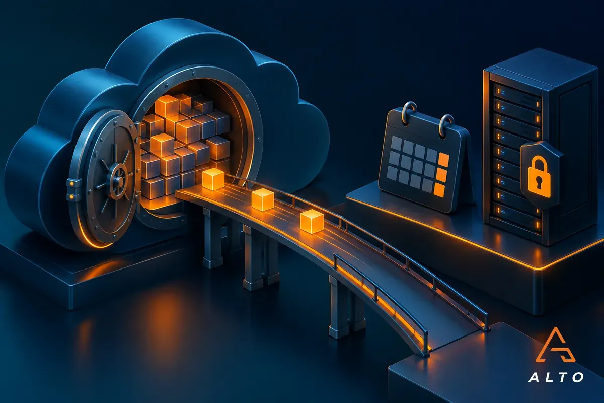 Data already in a cloud vault with a final small delta sweep crossing over